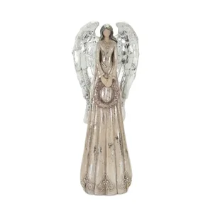 Melrose International 77262DS - Beautiful 23.5H Angel with Wreath for Seasonal Decor