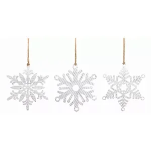 Melrose International 76590DS - Set of 12 Glittery Snowflake Ornaments - 10H Iron
