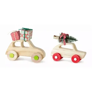 Melrose International 81523DS - Wooden Holiday Car Ornament Set - 6 Pieces