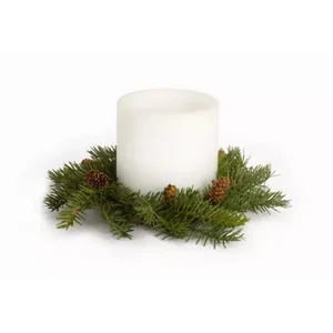 Melrose International 69645DS - Set of 4 Plastic Pine Candle Wreaths - 13" Diameter