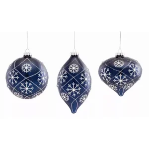 Melrose International 80898DS - Set of 6 Glass Ornaments - 4.5H, 4.75H, 6H Sizes