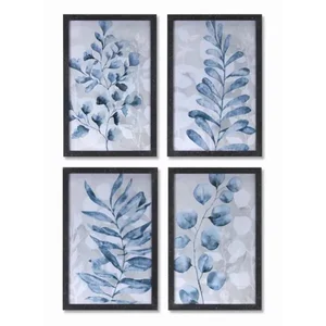 Melrose International 78028DS - Indigo Foliage Wall Art Set of 4 - 15.75 x 23.75 Inches