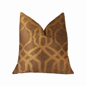 Plutus Brands PBRA2297-1818-DP - Elegant Gold and Brown Geometric Throw Pillow