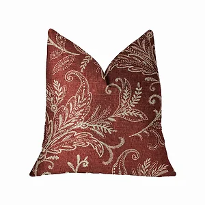 Plutus Brands PBRA2285-2222-DP - Plutus Berry Crest Vineyard Red & Beige Luxury Throw Pillow