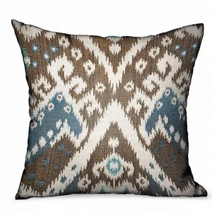 Plutus Brands PBRAO120-1220-DP - Blue Brown Ikat Luxury Outdoor/Indoor Throw Pillow