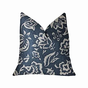 Plutus Brands PBRA2234-2424-DP - Chic Blue and White Floral Luxury Throw Pillow