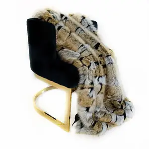 Plutus Brands PBSF1514-6084-TC - Luxury Taupe and Black Faux Fur Throw Blanket