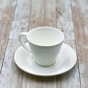 Wilmax WL-993004/AB - Set of 6 White 6 FL OZ Tea Cups & Saucers