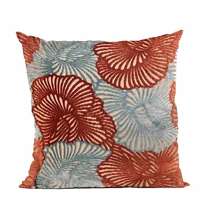 Plutus Brands PBRA2401-2036-DP - Plutus Red and Blue Plush Damask Throw Pillow - King Size