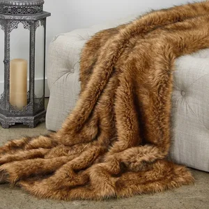 Plutus Brands PBEZ1786-6096-TC - Luxury Brown Faux Fur Throw Blanket - Tip Dyed Design