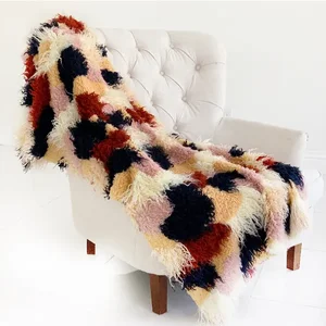 Plutus Brands PBSF1515-9090-TC - Luxury Handmade Faux Fur Throw Blanket - Fanciful Boho Style