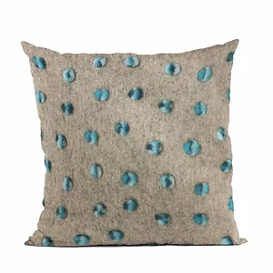 Plutus Brands PBRA2463-2020-DP - Plutus Blue Wool Dot Throw Pillow - Luxury Home Decor