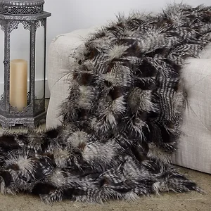 Plutus Brands PBEZ1783-6090-TC - Plutus Porcupine Dark Brown & Beige Faux Fur Throw Blanket