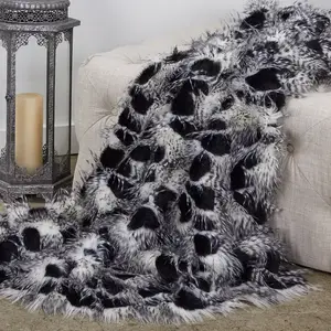 Plutus Brands PBEZ1784-7090-TC - Luxury Black and White Faux Fur Throw Blanket