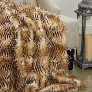 Plutus Brands PBEZ1782-9090-TC - Beige Faux Fur Luxury Throw Blanket - 90x90 inches