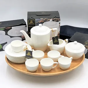 Wilmax WL-555060 - Elegant 16-Piece Julia Espresso & Coffee Set with Bamboo Tray