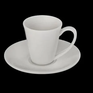 Wilmax WL-993054/AB - Set of 6 Porcelain Coffee Cups with Saucers - 4 oz