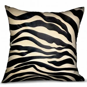 Plutus Brands PBRA2342-1818-DP - Luxury Black Zebra Animal Motif Throw Pillow - 18" x 18"