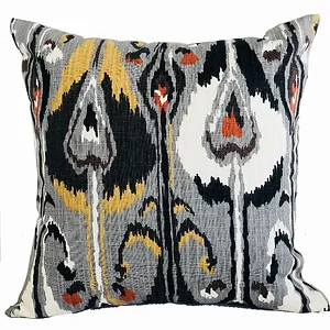Plutus Brands PBRA2250-2424-DP - Plutus Tigerlily Gray Ikat Throw Pillow - 24" x 24"