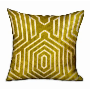 Plutus Brands PBRA2347-1220-DP - Plutus Goldenrod Velvet Gold Geometric Throw Pillow - 12"x20"