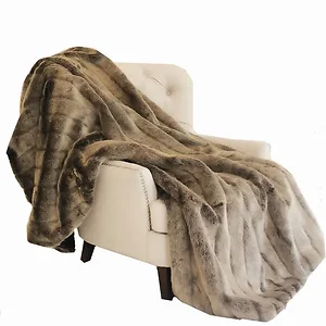 Plutus Brands PBEZ1780-8090-TC - Luxury Dark Brown Faux Fur Throw Blanket