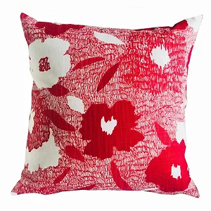 Plutus Brands PBRA2261-2020-DP - Luxurious Hibiscus Red & Beige Throw Pillow - 20" x 20"