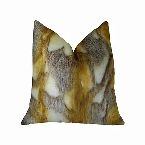 Plutus Brands PBRAZ403-2020-DP - Luxurious Handmade Brandy Fox Pillow - Light Brown & Gold