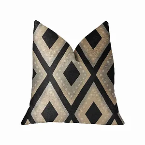 Plutus Brands PBRA2220-2036-DP - Luxurious Blue and Beige Diamond Pattern Throw Pillow