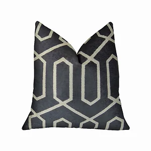 Plutus Brands PBRAZ388-2222-DP - Handmade Geometric Black Cream Luxury Pillow 22" x 22"