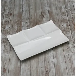 Wilmax WL-992598/A - Elegant White Porcelain Platter Set of 3 - 12 x 8 inches