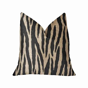 Plutus Brands PBRA2213-1818-DP - Zebra Print Luxury Throw Pillow - Black and Beige 18x18