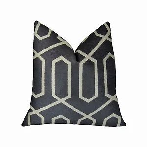 Plutus Brands PBRAZ388-1818-DP - Luxury Black Cream Geometric Handmade Pillow