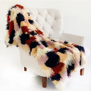 Plutus Brands PBSF1515-6096-TC - Luxury Faux Fur Throw Blanket - Handmade Boho Design