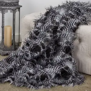 Plutus Brands PBEZ1785-7090-TC - Luxury Grey and Silver Faux Fur Throw Blanket