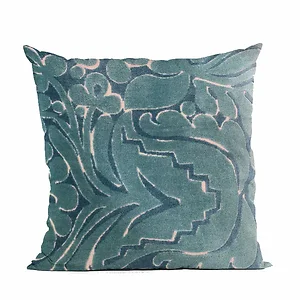 Plutus Brands PBRA2451-2030-DP - Luxury Blue Velvet Damask Throw Pillow - Handmade USA