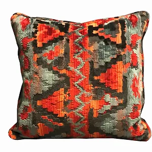 Plutus Brands PBRA2331-1818-DP - Plutus Sachi Love Ikat Luxury Throw Pillow - Red, Blue, Orange