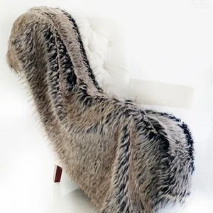 Plutus Brands PBSF1511-6072-TC - Luxury Faux Fur Throw Blanket - Foxy Brown and Gray