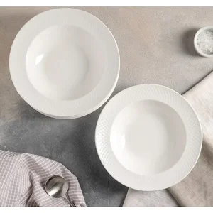 Wilmax WL-880102/A - Set of 6 White Deep Plates - 9" (22.5 cm)