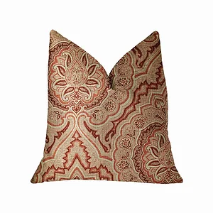 Plutus Brands PBRA2281-2026-DP - Plutus Elegant Red and Beige Throw Pillow - 20" x 26"