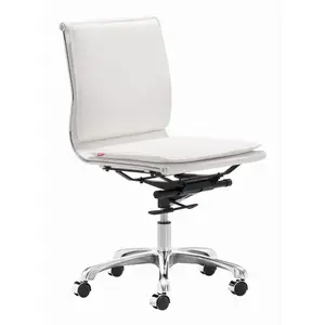 Zuo Modern Contemporary Inc 215219 - Lider Plus Ergonomic Armless Chair - White & Silver