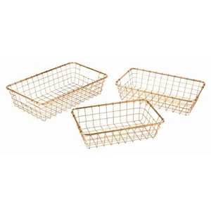 Zuo Modern Contemporary Inc A10644 - Gold Grid Storage Baskets - Set of 3 Stylish Organizers