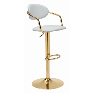 Zuo Modern Contemporary Inc 109036 - Gusto Adjustable Bar Stool in White and Gold