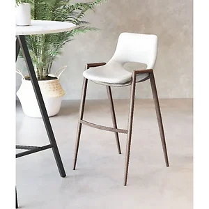 Zuo Modern Contemporary Inc 109070 - Modern White Bar Chair Set of 2 with Walnut Legs