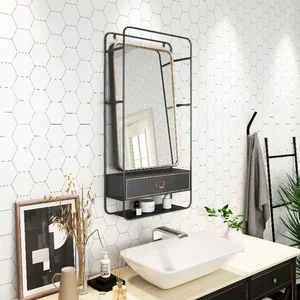 Zuo Modern Contemporary Inc A12210 - Industrial Gunmetal & Gold Storage Mirror