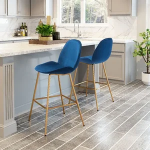 Zuo Modern Contemporary Inc 101222 - Elegant Blue & Gold Bar Chairs Set of 2