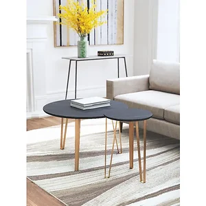 Zuo Modern Contemporary Inc 101885 - Set of 2 Elegant Black Accent Tables with Gold Legs
