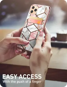 I-blason IPHONE11MAX-6.5-COSCARD-MARBLE - Cosmo Wallet Case for iPhone 11 Pro - Pink