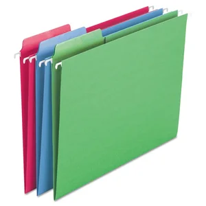 Smead Manufacturing Co. SMD 64031 - Smead FasTab 1/3 Tab Cut Letter Recycled Hanging Folder - 8 1/2 x 11 - Top Tab Location - Assorted Position Tab Position - Blue, Green, Red - 10% Recycled - 18 / Box