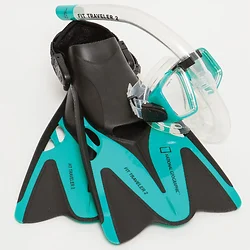 National Geographic Snorkeler-Fit Traveler 2 Set Red Blk Sil Mask ML/XL