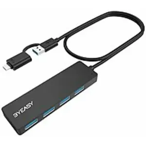 Byeasy UH-109D - Ultra-Slim 4-Port USB Hub - 5 Gbps - Black